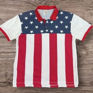 American Legacy Men’s Patriotic American Flag Polo. XL.